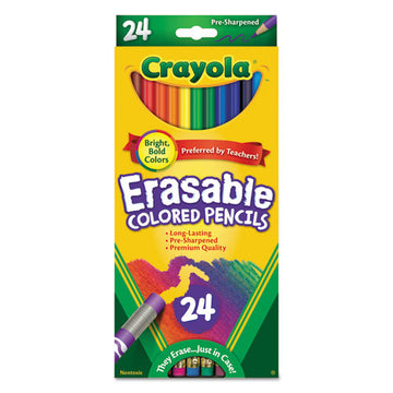 Crayola® Erasable Color Pencil Set, 3.3 Mm, 2b (#1), Assorted Lead-barrel Colors, 24-pack freeshipping - TVN Wholesale